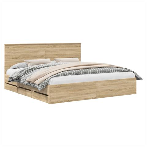 Struttura del letto con cassetto Rovere Sonoma 200 x 200 cm - Foto 1