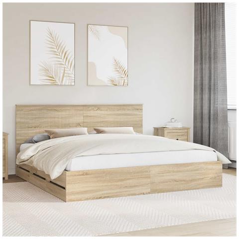 Struttura del letto con cassetto Rovere Sonoma 200 x 200 cm - Foto 2