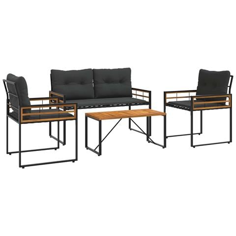 Set di Mobili da Esterno con cuscino 4 pcs Grigio tenue - Foto 1