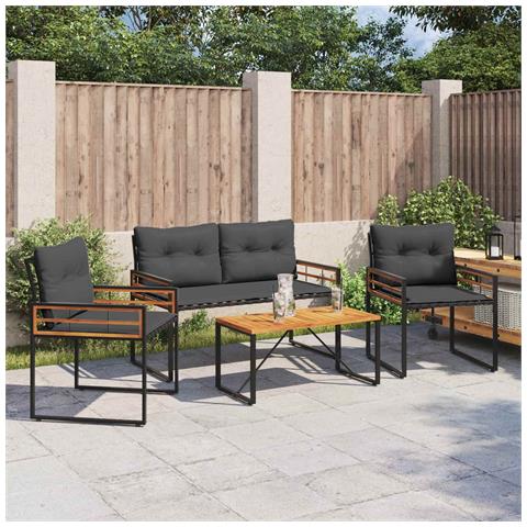 Set di Mobili da Esterno con cuscino 4 pcs Grigio tenue - Foto 2
