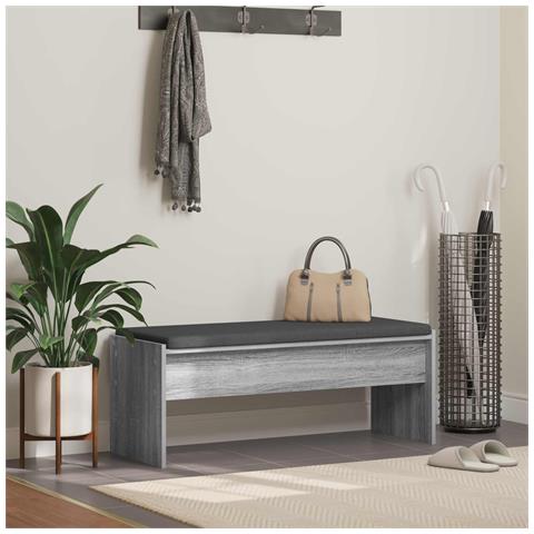 Panca per ingresso con cuscino Grigio Sonoma 103 x 38 x 40 cm - Foto 2