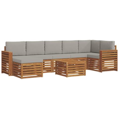 Set divani con cuscino 8 pcs Grigio Naturale e Chiaro - Foto 1