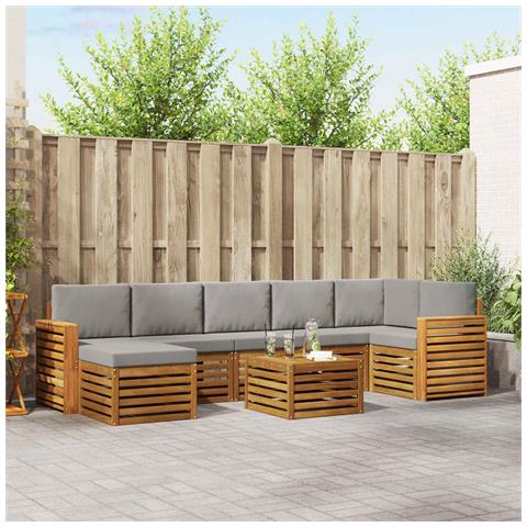 Set divani con cuscino 8 pcs Grigio Naturale e Chiaro - Foto 2