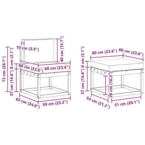 Set di divani da esterno con cuscino 6 pcs Naturale e Beige - Foto 7