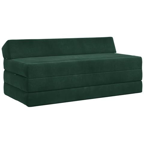 Divano Letto Pieghevole Verde Scuro 120 x 60 x 49 cm Tessuto - Foto 1