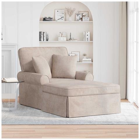 Chaise Longe con Gonna con cuscino Beige 157 x 91 x 91 cm ARES - Foto 2