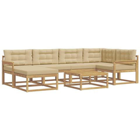Set di divani da esterno 7 pcs Bianco e Beige - Foto 1