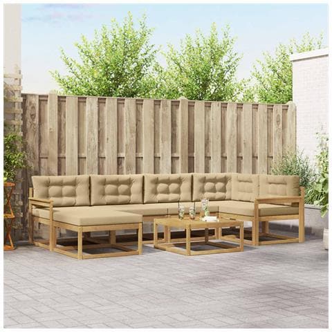 Set di divani da esterno 7 pcs Bianco e Beige - Foto 2