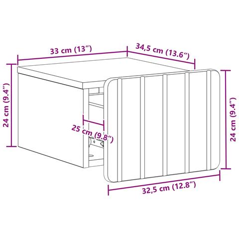 Mobiletto da notte a muro 2 pcs Grigio Sonoma 33 x 34,5 x 24 cm - Foto 9