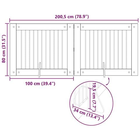 Cancello per cani pieghevole con supporti 2 pcs 200,5 cm - Foto 9