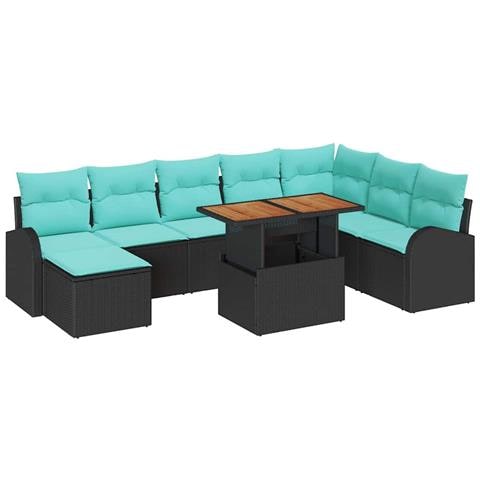 Set Divano da Giardino con archiviazione 9 pcs Nero Poly Rattan - Foto 1