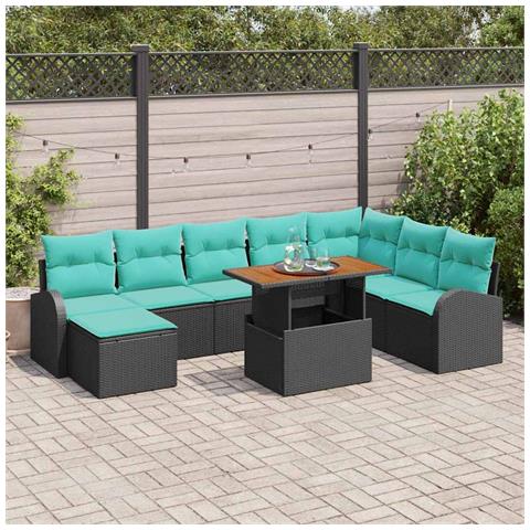 Set Divano da Giardino con archiviazione 9 pcs Nero Poly Rattan - Foto 2