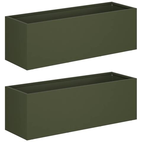 Vaso da giardino 2 pz Verde Oliva 40 x 20 x 20 cm - Foto 1
