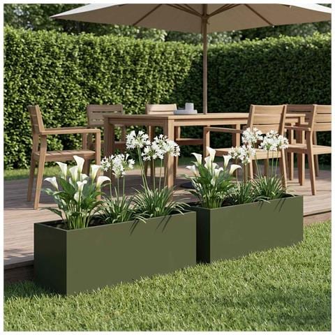 Vaso da giardino 2 pz Verde Oliva 40 x 20 x 20 cm - Foto 2