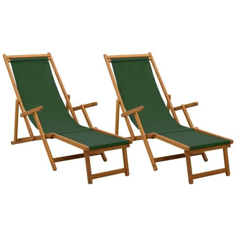 Lettino prendisole pieghevole 2 pcs 3 Posizione Verde - Foto 1
