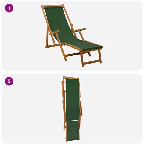 Lettino prendisole pieghevole 2 pcs 3 Posizione Verde - Foto 10