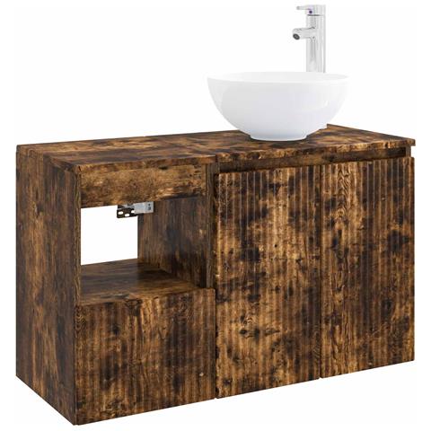 Set di mobili per il bagno 2 pz Rovere Fumo - Foto 1