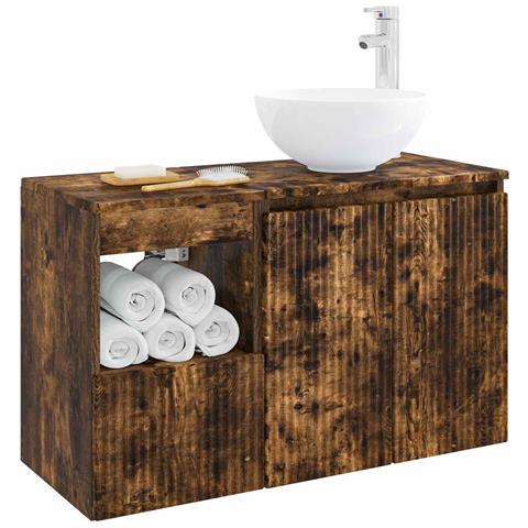 Set di mobili per il bagno 2 pz Rovere Fumo - Foto 10
