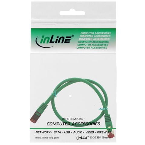cavo patch per rete dati lan cat. 6, 2x rj45, doppia schermatura sftp (pimf) , halogenfree, colore verde, 0,5m - Foto 2
