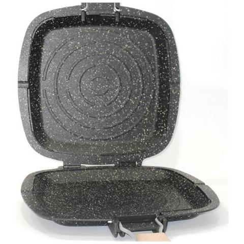 Bistecchiera Doppia Genius In Pietra Lavica Ceramicata Antiaderente Cm 32 - Foto 2