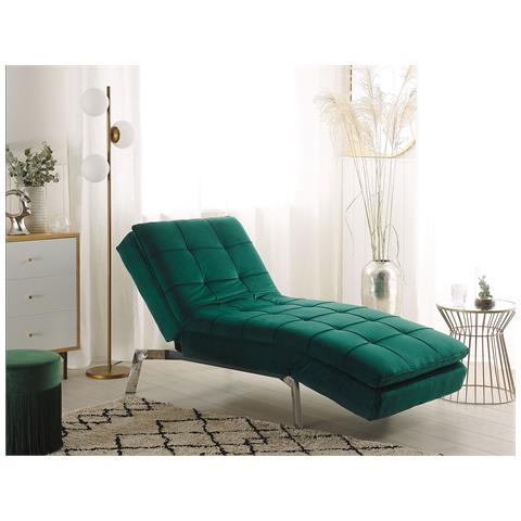 Chaise Longue Regolabile In Velluto Verde Smeraldo Loiret - Foto 19