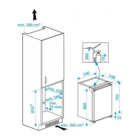 Frigorifero Monoporta da Incasso B1803N Classe F Capacità Lorda / Netta 135/126 Litri - Foto 4