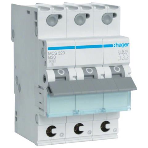 Mcs320. Nennstrom: 20 A, Ac Eingangsfrequenz: 50/60, Nominale Stromabgabe: 20 A. Typ: C-type, Module Menge (max) : 3 Modul (e). Breite: 52,5 Mm, Tiefe: 70 Mm, Hhe: 83,4 Mm (mcs320)  - Foto 1