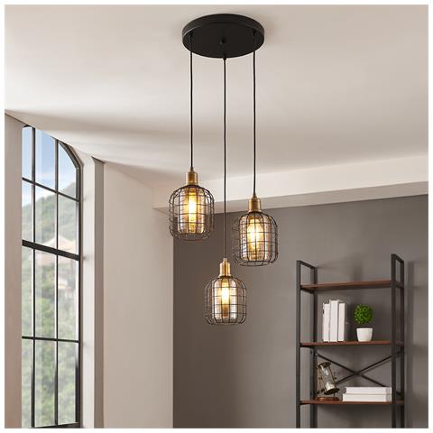 Lampadario Moderno Chisle 3 Luci Acciaio Nero - Foto 1