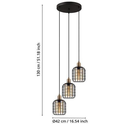 Lampadario Moderno Chisle 3 Luci Acciaio Nero - Foto 2