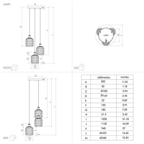 Lampadario Moderno Chisle 3 Luci Acciaio Nero - Foto 3