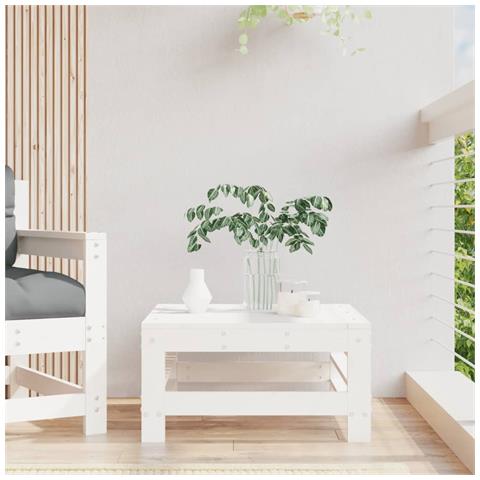 Poggiapiedi Da Giardino Bianco In Legno Massello Di Pino - Foto 1