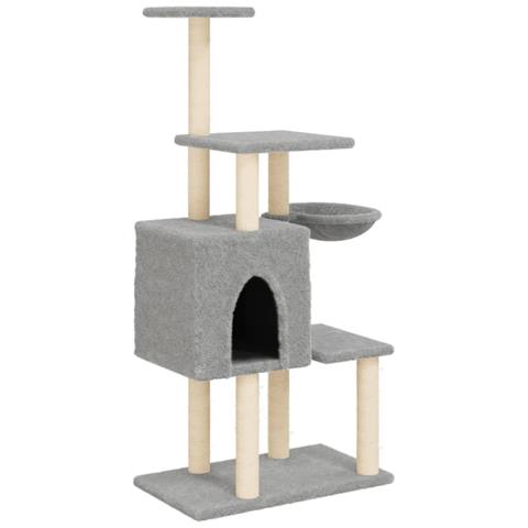 Albero Per Gatti Con Tiragraffi In Sisal Grigio Chiaro 131 Cm - Foto 1