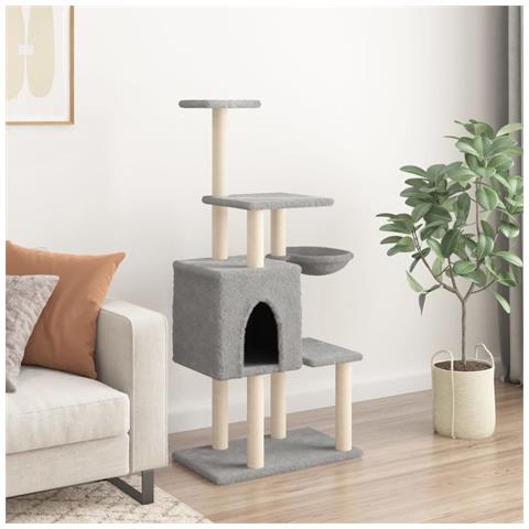 Albero Per Gatti Con Tiragraffi In Sisal Grigio Chiaro 131 Cm - Foto 2