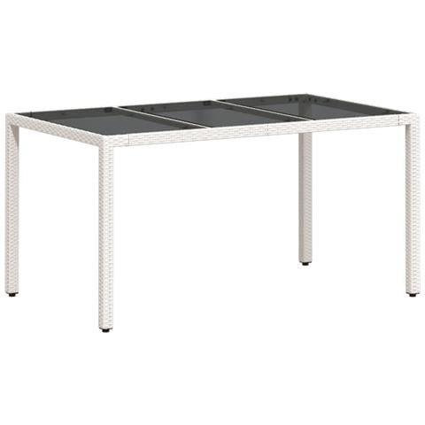 Tavolo Da Giardino Piano In Vetro Bianco 150x90x75cm Polyrattan - Foto 2