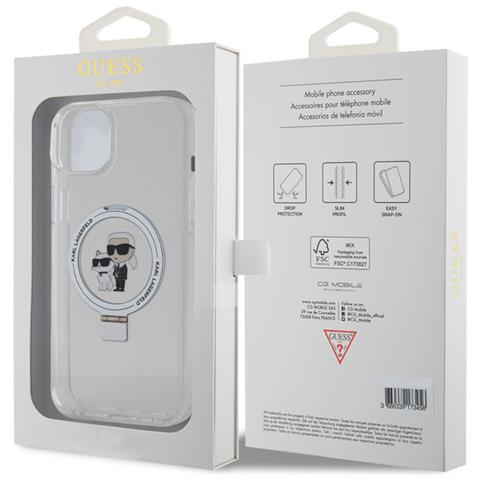 Cover Per Iphone 15 Tpu Ring Stand Karl E Choupette, Trasparente - Foto 3