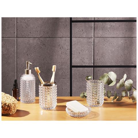 Set Di 4 Accessori Bagno Vetro Trasparente E Argento Tapia - Foto 1