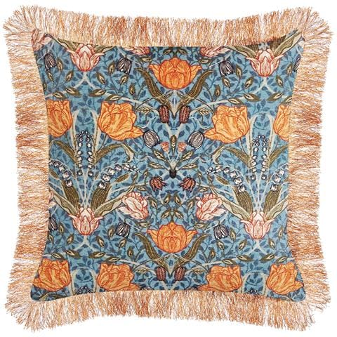 Cuscino Decorativo Mitella Cotone 45 X 45 Cm Floreale Blu - Foto 6