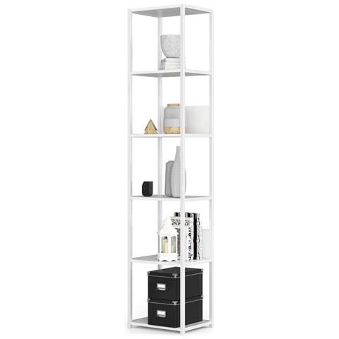 Scaffale stile loft con ripiani in legno, 6 ripiani, 40x32x192 cm, Colore Bianco - Foto 2