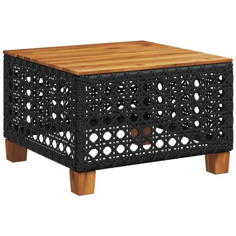 Tavolo Da Giardino Nero 55x55x36cm In Polyrattan E Legno Acacia - Foto 2