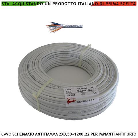 Cavo Flessibile Antifiamma Schermato 2xø0,50+12xø0,22 Mm² Twistato Speciale Per Impianti Antifurto Norma Cei 20/22-iii - Foto 1