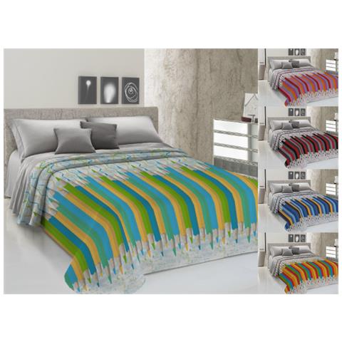 Copriletto Piquet Primavera Estate 100% Cotone Disegno Matitoni Piazza E Mezza Arancio - Foto 2