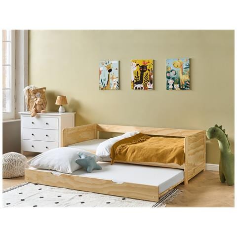 Letto Estraibile Legno Di Pino Gravelines 90 X 200 Cm Marrone Chiaro - Foto 1