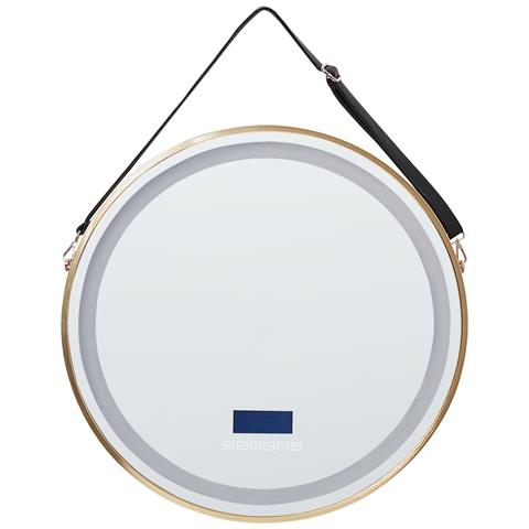 Specchio Da Bagno Con Luce Led Darois 60 Cm 60 Cm Con Altoparlante Bluetooth Integrato Oro - Foto 2