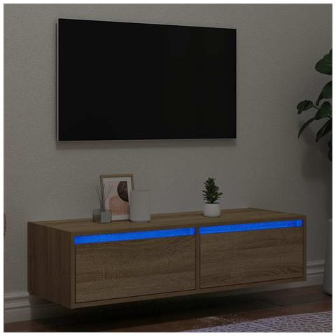 Mobile Porta TV con Luci LED Rovere Sonoma 100X35,5x25 cm - Foto 10