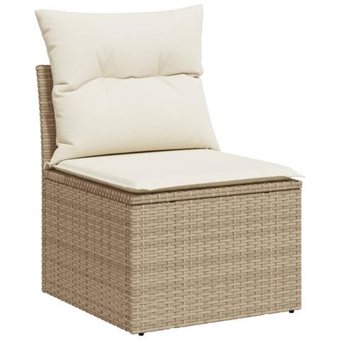 Set Divano Da Giardino 6 Pz Con Cuscini Beige In Polyrattan - Foto 3