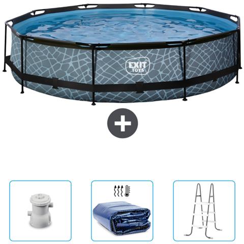 Piscina Fuori Terra - In Giro - 360x360x76 Cm - Grigio - Include Accessori Coordinati Cb95 - Foto 1