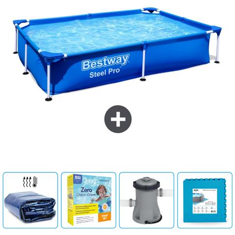 Piscina Fuori Terra - Rettangolo - 221x150x43 Cm - Blu - Include Accessori Coordinati Cb7 - Foto 1