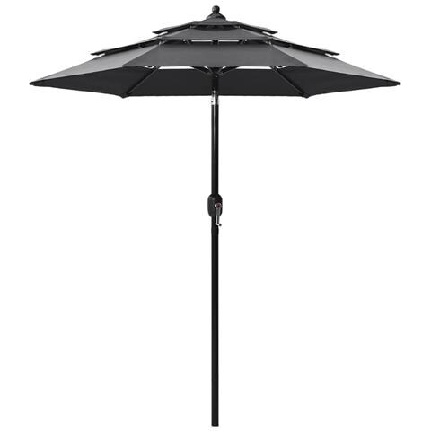 Ombrellone A 3 Livelli Con Palo In Alluminio Antracite 2 M - Foto 2