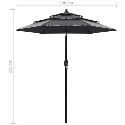 Ombrellone A 3 Livelli Con Palo In Alluminio Antracite 2 M - Foto 8