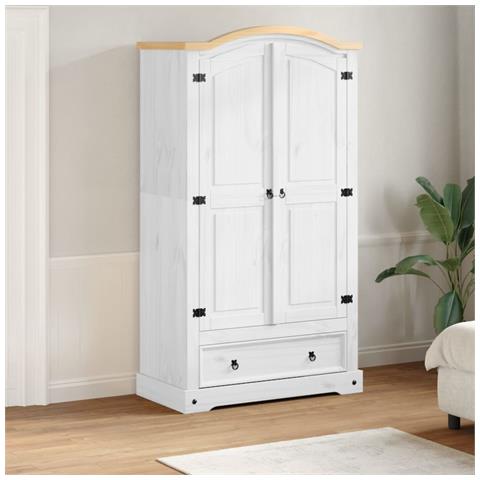 Lusso Casadino -  Armadio Corona Bianco 102x52x186 Cm In Legno Massello Di Pino - Foto 8